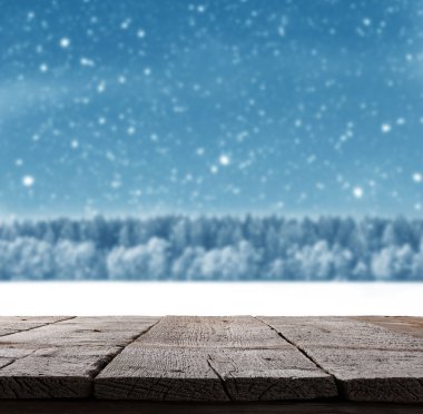 Mavi Noel arka plan ağaç ve kar