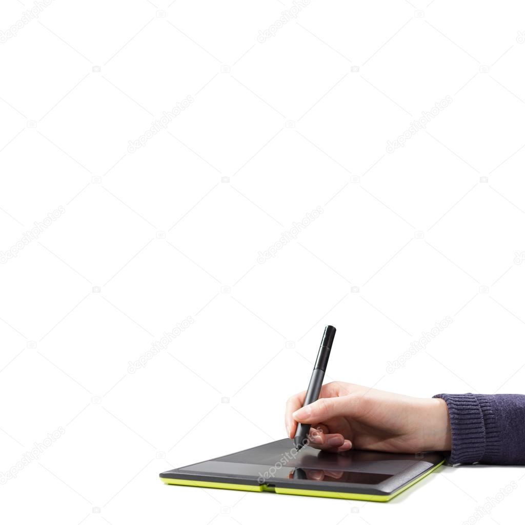 hand drawing a graph on the tablet