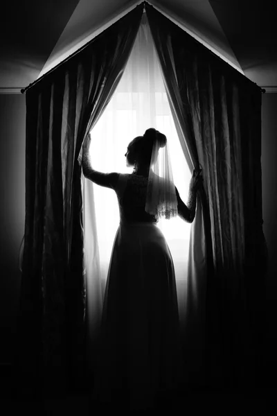 Wedding bride in room — Stok fotoğraf