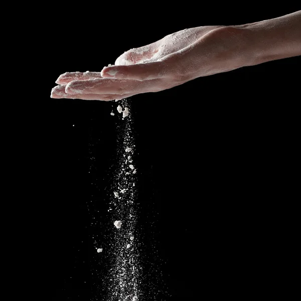 Chalk Magnesium Carbonate hands clapping woman — Stock Photo, Image