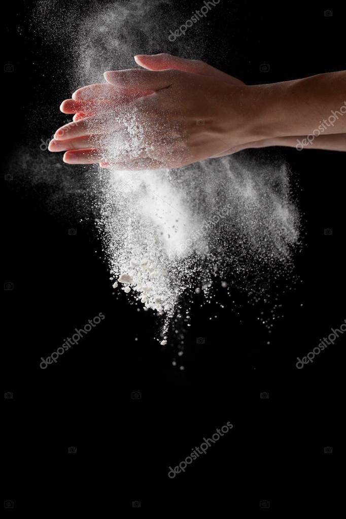 Chalk Magnesium Carbonate hands clapping woman Stock Photo by ©4masik