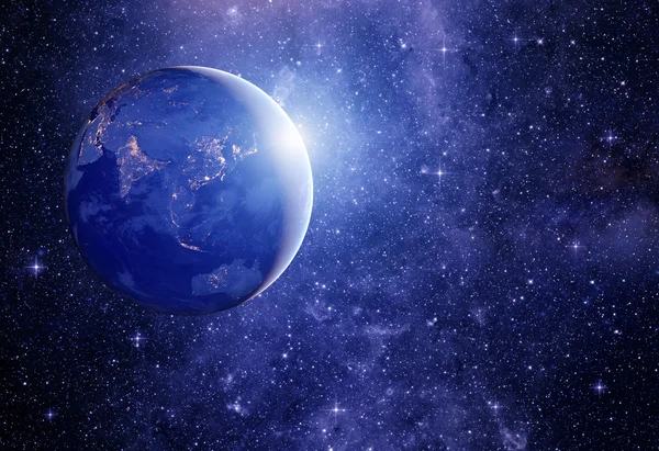 Image of stars and a planet in the galaxy