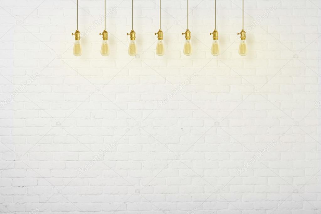 concrete wall and edison classic ceiling lamps