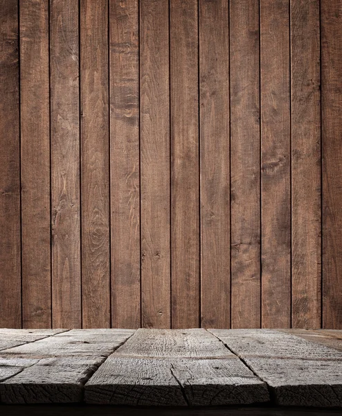 Drewniane półki, tło wnętrze przemysłowe — Zdjęcie stockowe