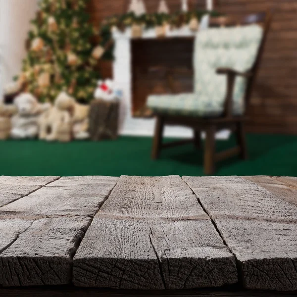 Weihnachten Tisch Hintergrund mit Weihnachtsbaum auf einem Hintergrund — Stockfoto