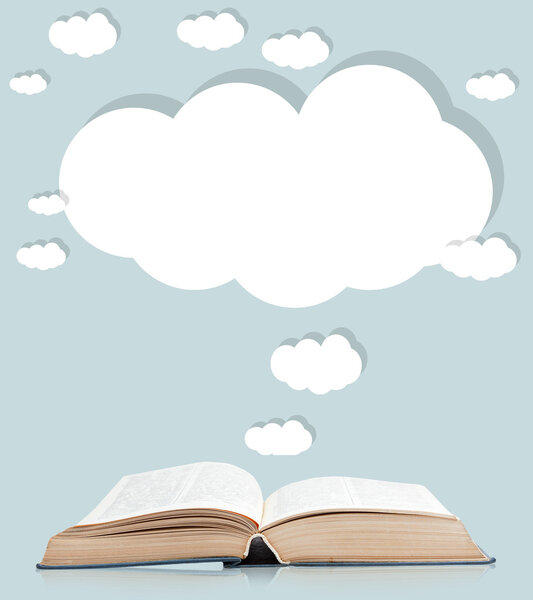  books in clouds. education concept