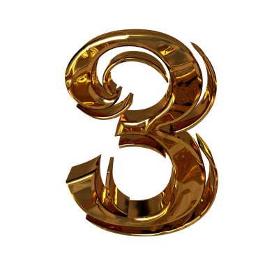 3D bir şekil oluşturma 3 altın 3D görüntüleme