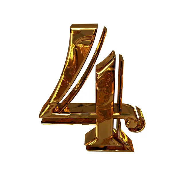 4 'ü altından yapılmış 3 boyutlu bir figür.