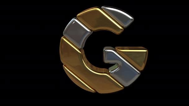 Gold and silver letter. Alpha mask. Looped animation. — Stock Video