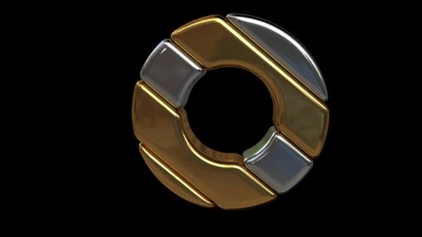 Gold and silver letter. Alpha mask. Looped animation. — Stock Video