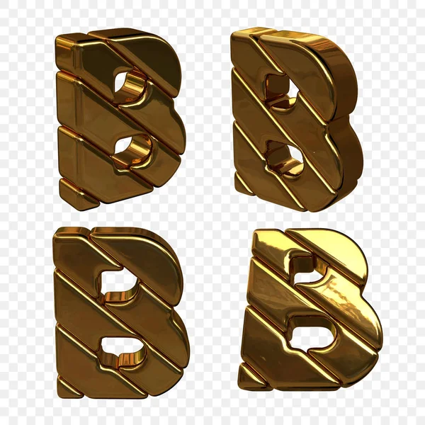 Vektorillustration von Buchstaben aus Gold. 3d Buchstabe B — Stockvektor