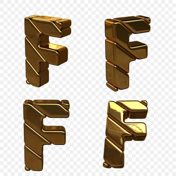 Wektorowa ilustracja liter ze złota. Litera F 3d — Wektor stockowy