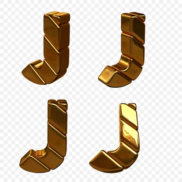 Aranyból készült betűk vektoros illusztrációja. 3d betű J — Stock Vector