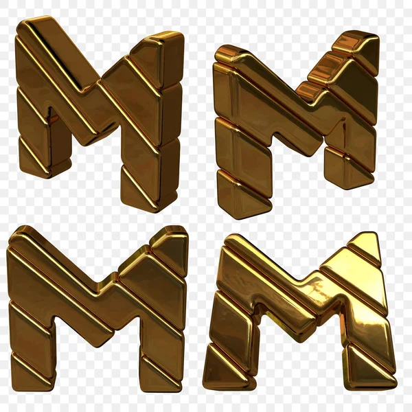 Vector illustratie van brieven gemaakt van goud. 3d letter M — Stockvector