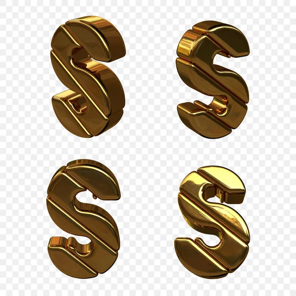 Wektorowa ilustracja liter ze złota. Litera 3d S — Wektor stockowy