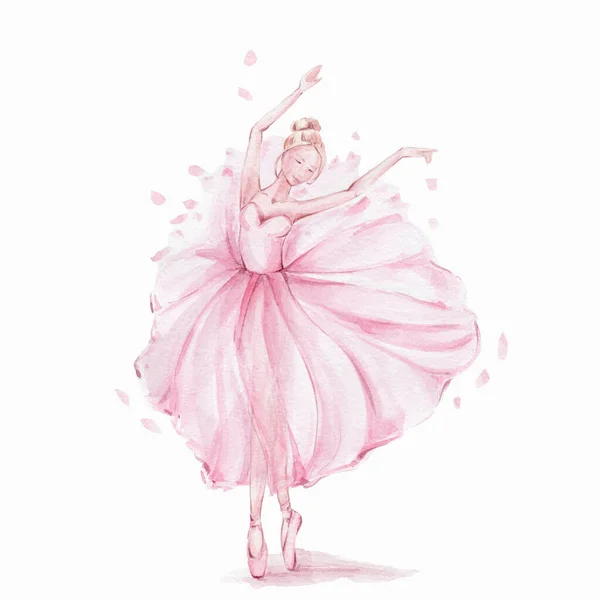 Rosa Hübsche Ballerina Aquarell Handzeichnung Kann Für Karten Oder Poster — Stockfoto