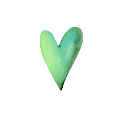 watercolor green heart isolated on white background 
