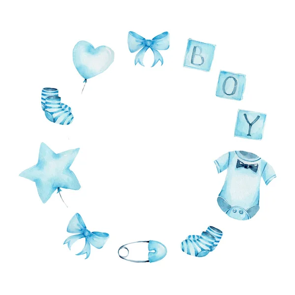 Conjunto Aquarela Para Nascimento Bebê Com Clipe Meias Balões Bebê — Fotografia de Stock