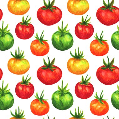 Domates pürüzsüz desen. Kumaş ve tekstil tasarımı için resim, duvar kağıdı, ambalaj, gıda tasarımı, dekorasyon.