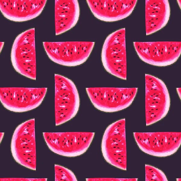 Vattenmelon Sömlöst Mönster Illustration För Tyg Und Textil Design Tapet — Stockfoto