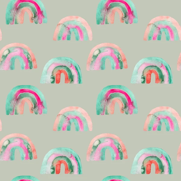 Rainbow Seamless Pattern Иллюстрация Дизайну Ткани Текстиля Обои Обертка Дизайн — стоковое фото