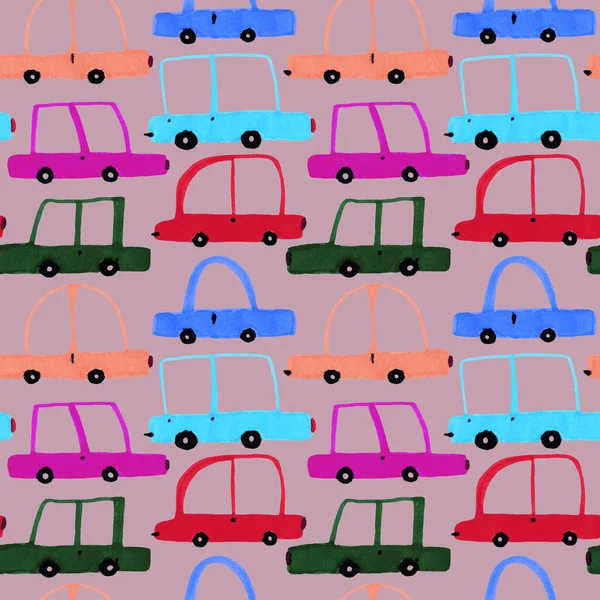 Car seamless pattern. Illustration for fabric und textile design, wallpaper, wrapping, surface design, nursery,  decoration.