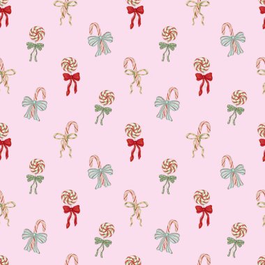 Kusursuz bir Noel deseni. Kumaş ve tekstil tasarımı, duvar kağıdı, ambalaj, davetiye, tatil tasarımı, tebrik kartları, dekorasyon.