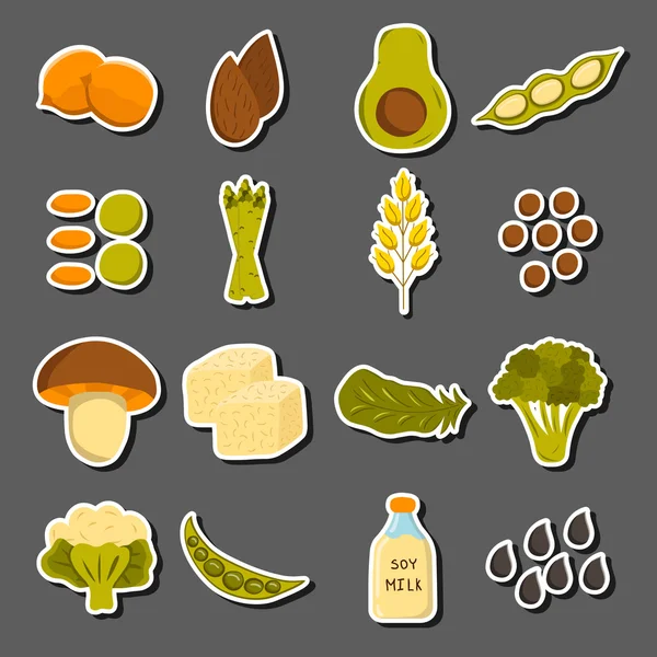 Objetos de proteínas veganas — Vector de stock