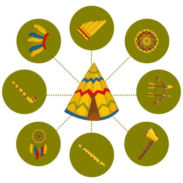 Injun cartoon pictogrammen — Stockvector