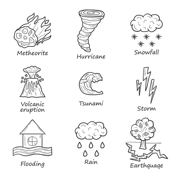 Natural disaster objects — Stock Vector