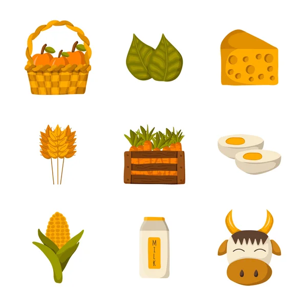 Conjunto de iconos de productos agrícolas — Vector de stock