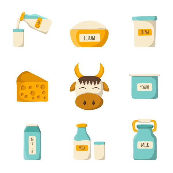 Conjunto de productos lácteos — Vector de stock