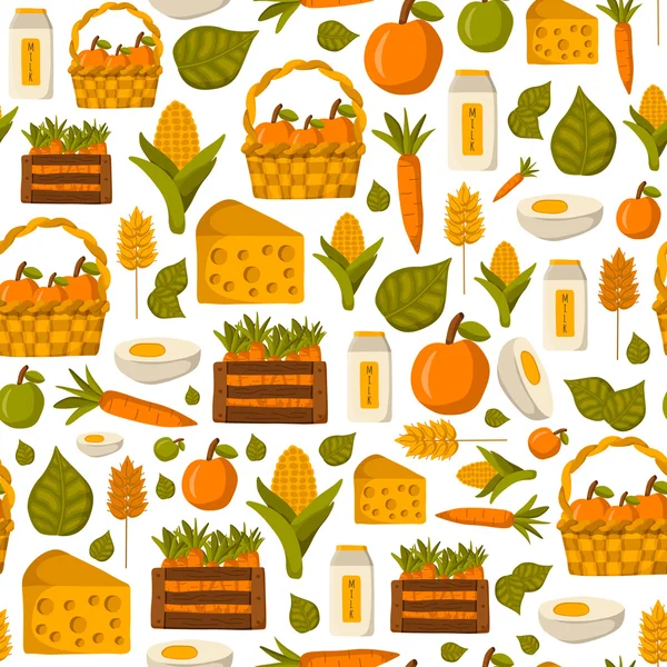 Fondo de productos agrícolas sin costura — Vector de stock