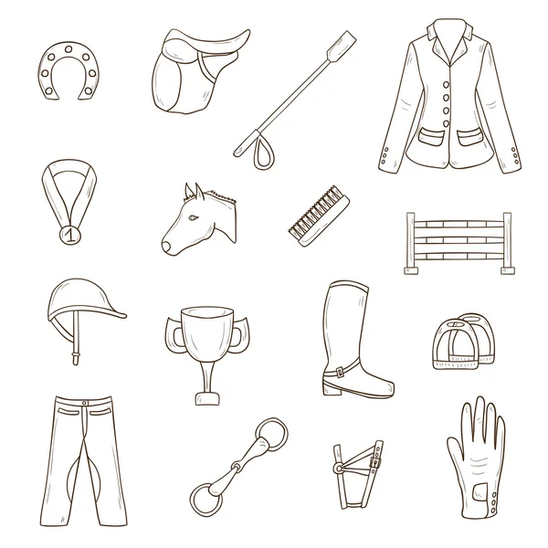 Horse riding objects — Stock Vector