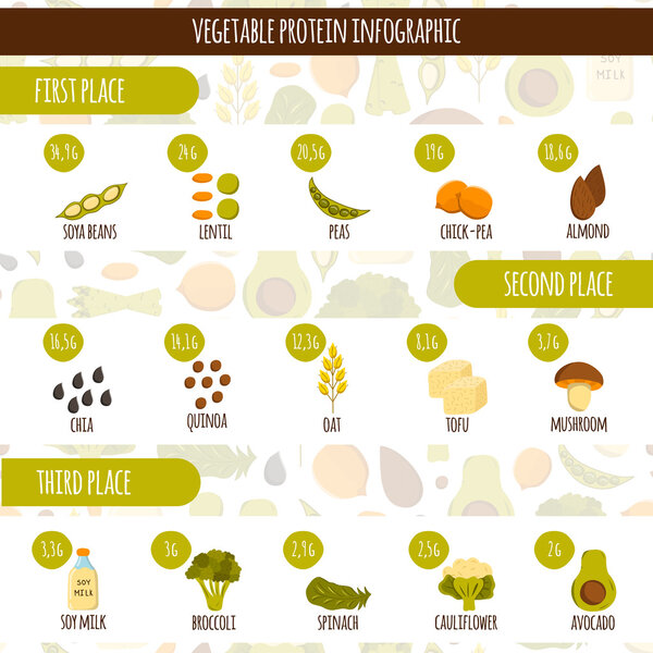 Инфографика вегетарианских белков
