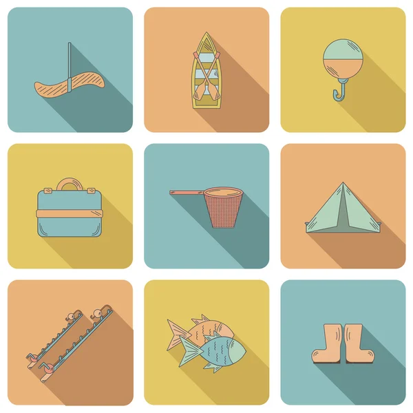 Line fishing icons — Stock Vector