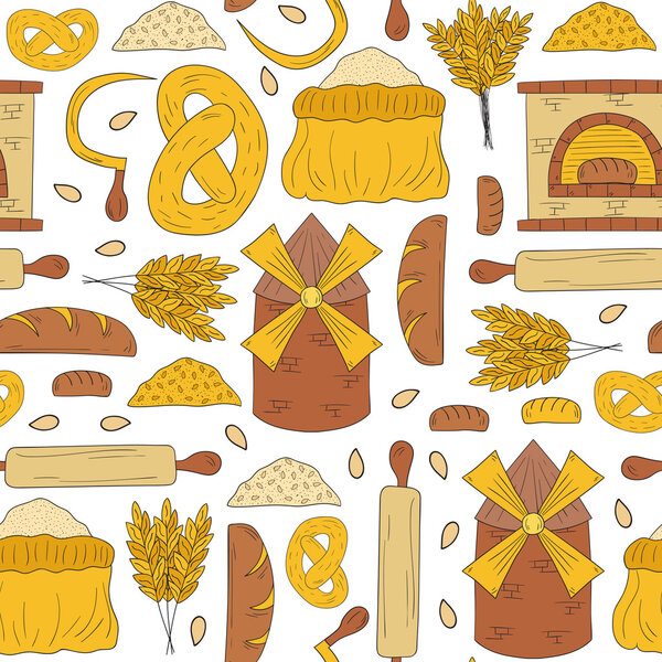 Seamless bread harvest background