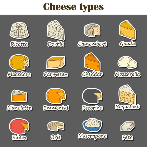 Icone tipo formaggio — Vettoriale Stock