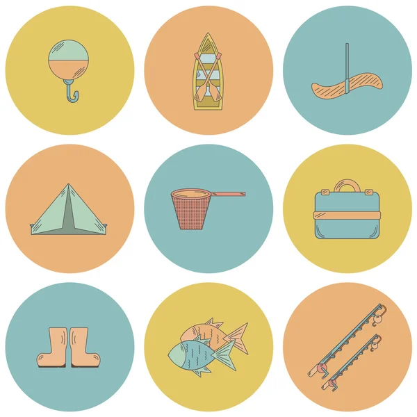 Line fishing icons — Stock Vector