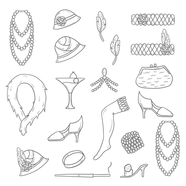 Retro 1920s objects — Stock Vector