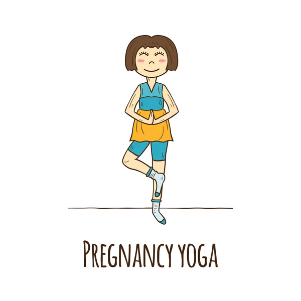 Patrón sobre el tema de yoga embarazo — Vector de stock