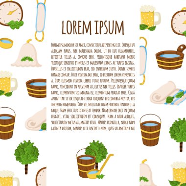 Sauna nesneleri ile vektör illüstrasyon