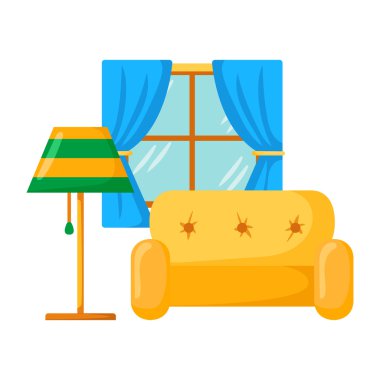 Oturma odasında vektör kanepe