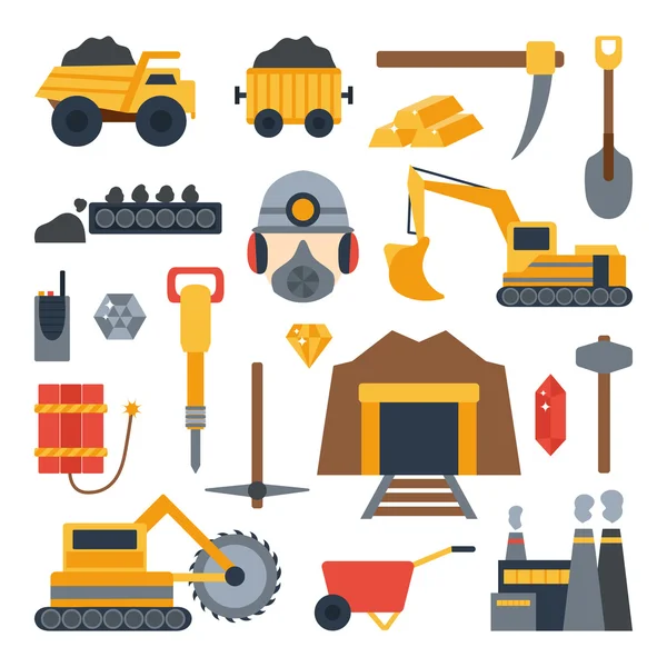 Illustrazione vettoriale con icone minerarie — Vettoriale Stock