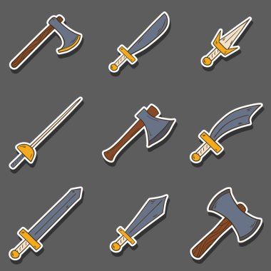 Vektör el çizilmiş karikatür oyun silah