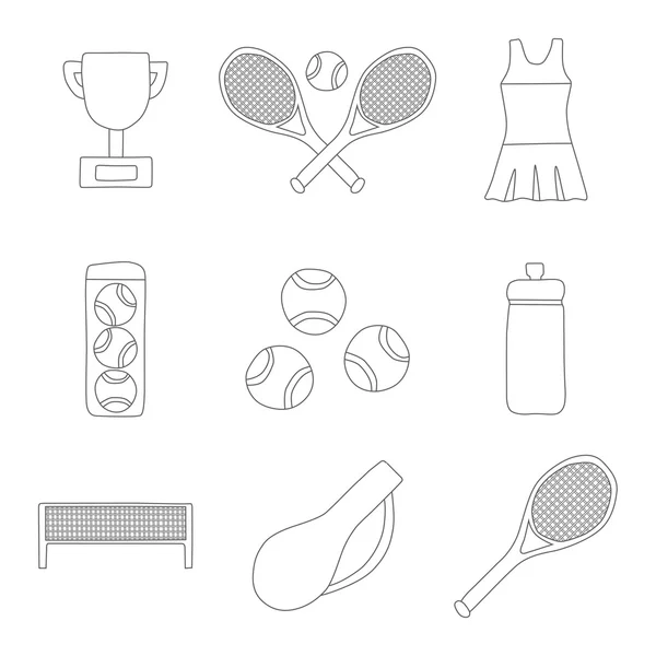 Vector de dibujos animados iconos de tenis — Vector de stock