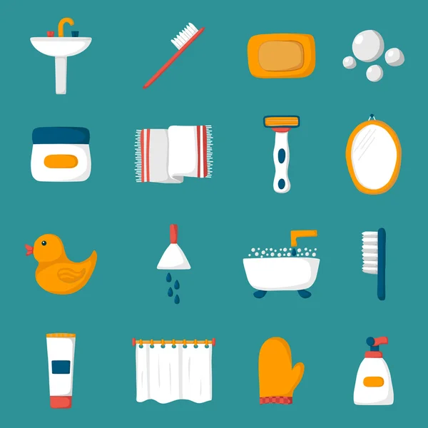 Vector iconos de baño de dibujos animados — Vector de stock