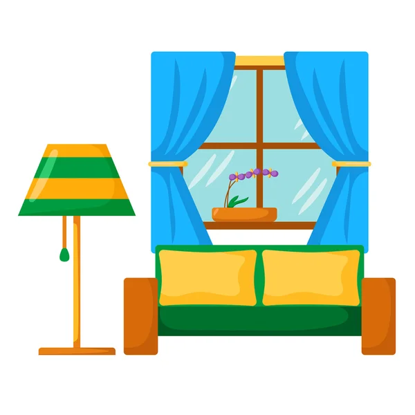 Белый диван в гостиной — стоковый вектор