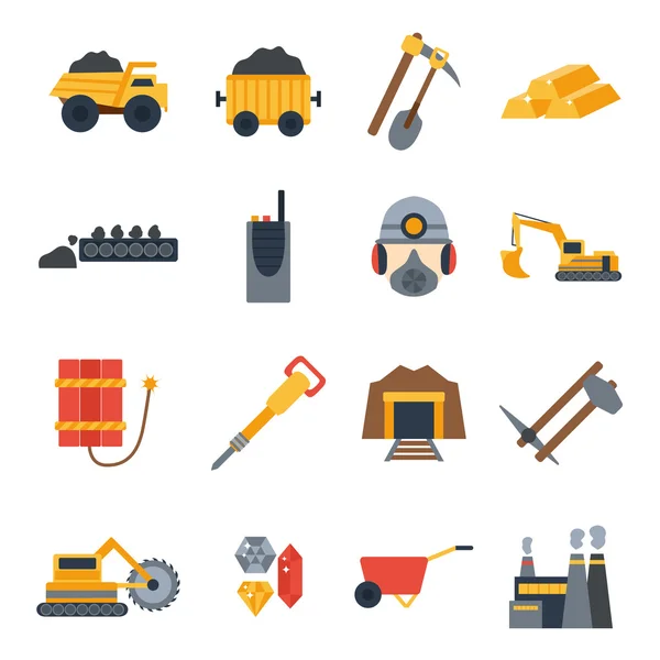 Vector illustration with mining icons — Stock Vector