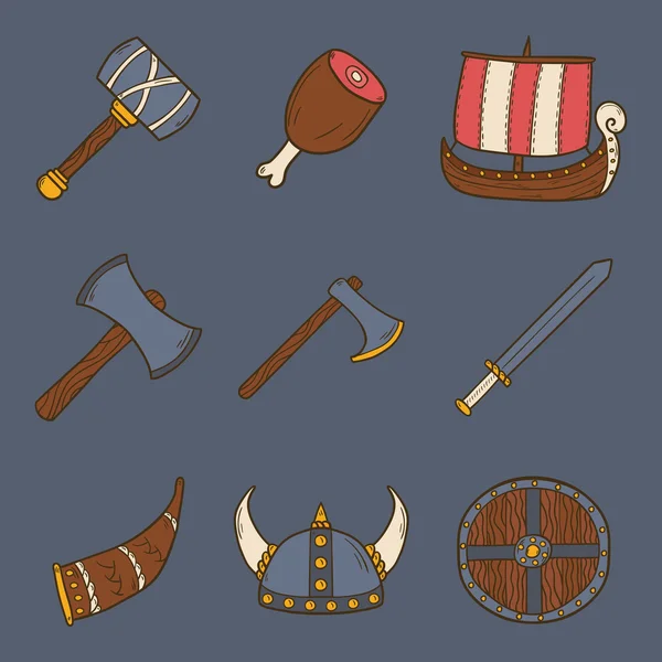 Vector desenhos animados ícones viking — Vetor de Stock
